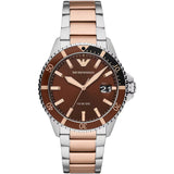 Men's Emporio Armani Bronze and Brown Steel Quartz Watch