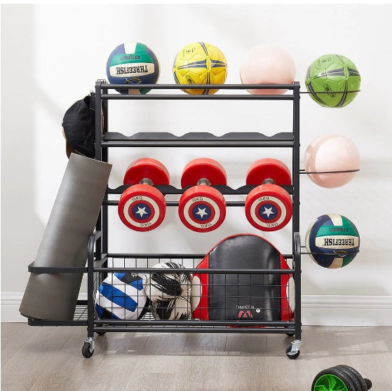 4-tier Metal Storage Shelves With Rolling Wheels