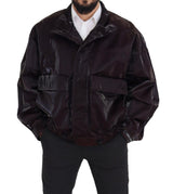 Dolce & Gabbana Bordeaux Nylon Collared Men Coat Jacket