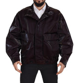 Dolce & Gabbana Bordeaux Nylon Collared Men Coat Jacket