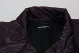 Dolce & Gabbana Purple Nylon Collared Biker Coat Jacket