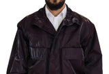 Dolce & Gabbana Purple Nylon Collared Biker Coat Jacket