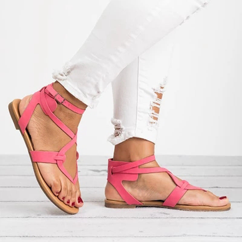 Plus Size Women's Flat Sandals with Strap Design
