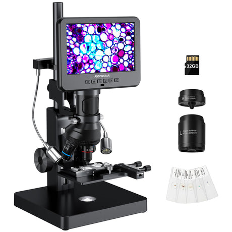 Andonstar 5 Lens AD266S 5000X UHD 2160P HDMI Digital Microscope for Biological Microscope Kit 24MP PCB Circuit Board Soldering Microscope for Electronics Repair Coin Microscope for Full View 32G