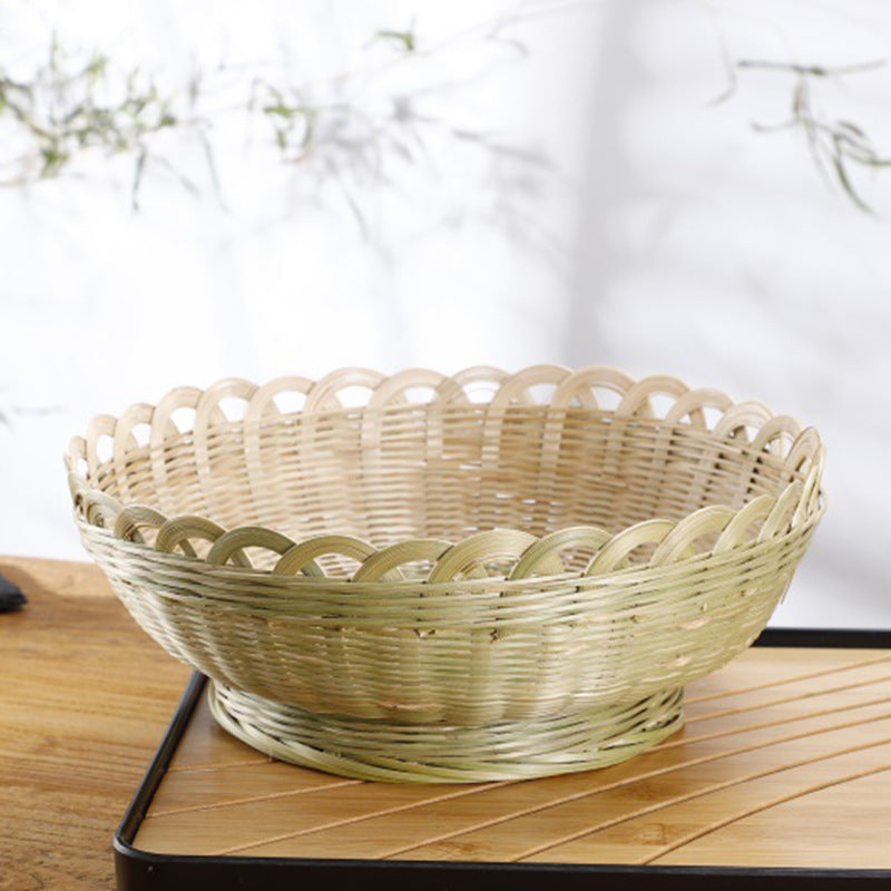 Bamboo Lotus-Shaped Fruit Basket for Home Storage
