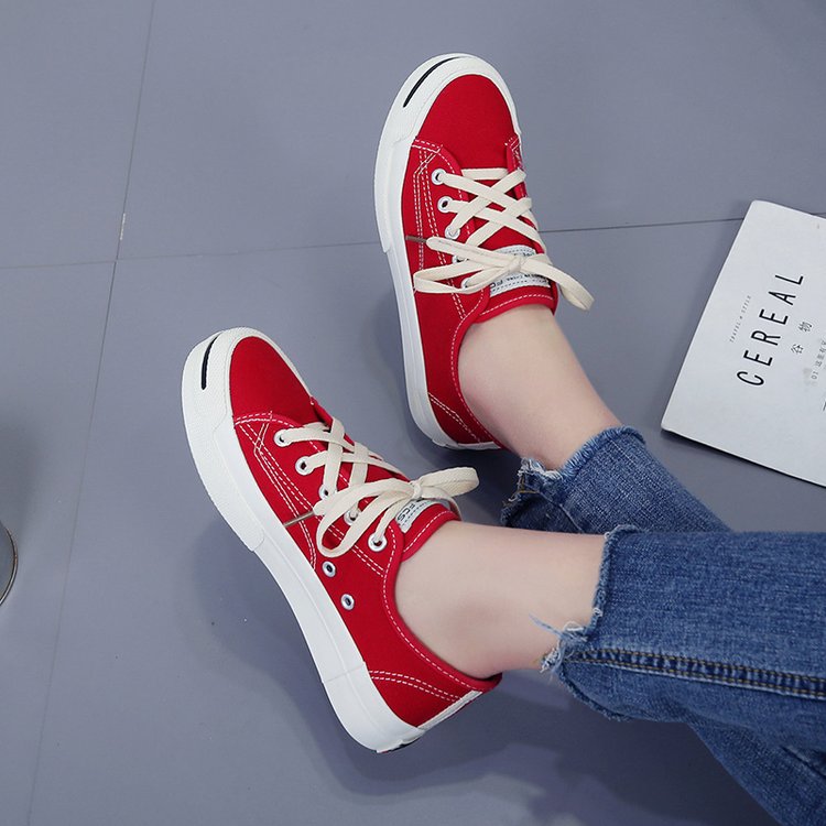Korean Style Low-Top Cross Strap Canvas Shoes