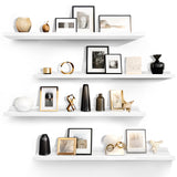 LaVie Home 36-Inch White Floating Shelves for Wall Storage Set of 4 - Modern Minimalist Picture Ledge Shelf Wall Decor for Kitchen Bedroom Bathroom and Living Room Large Floating Shelves