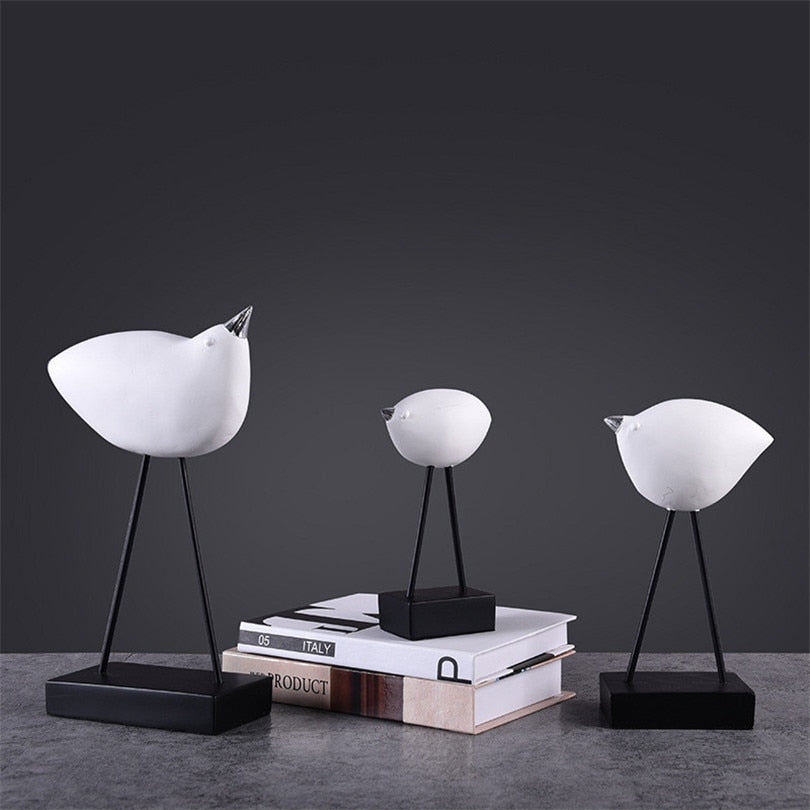 Nordic Minimalist Black and White Bird Home Decor Piece