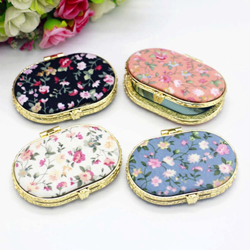 Retro Cloth Double-Fold Mini Makeup Mirror