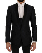 Dolce & Gabbana Elegant Blue & Black Slim Fit Suit Ensemble