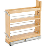 Rev-A-Shelf 5" Pullout Storage Organizer for Base Kitchen/Bathroom Cabinets Spice Rack/Pantry Shelves with Soft-Close Slides Wood 448-BDDSC-5C