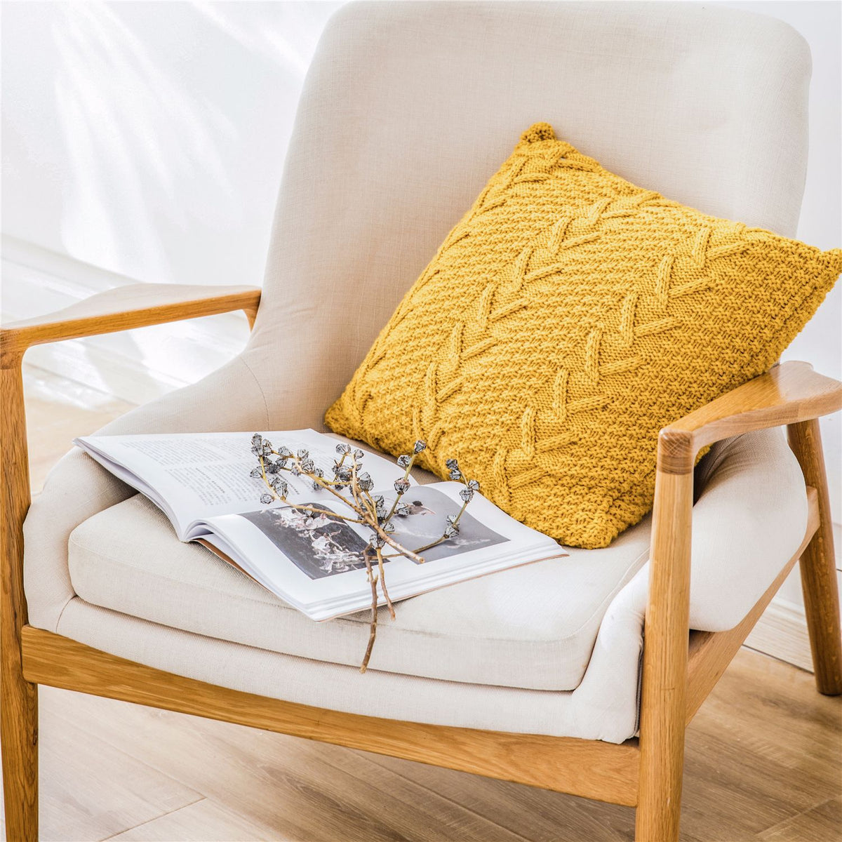 Chunky Knit Pillow Cover for Home Decor (No Insert)