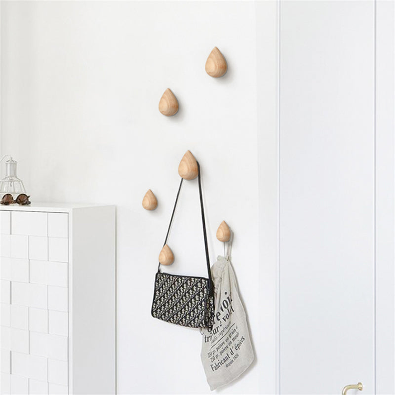 Cute Beech Wood Water Drop Hook for Home Storage