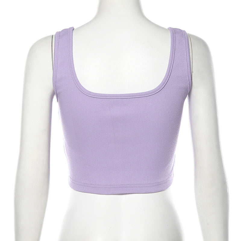 Women's Solid U-Neck Crop Top for Autumn Fashion
