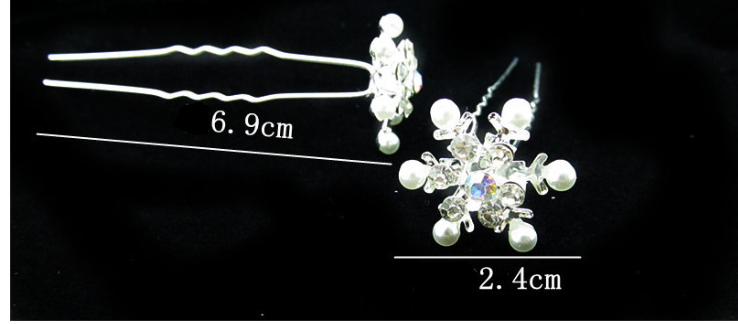 Snowflake Shaped Diamond Hair Clip with Pearls