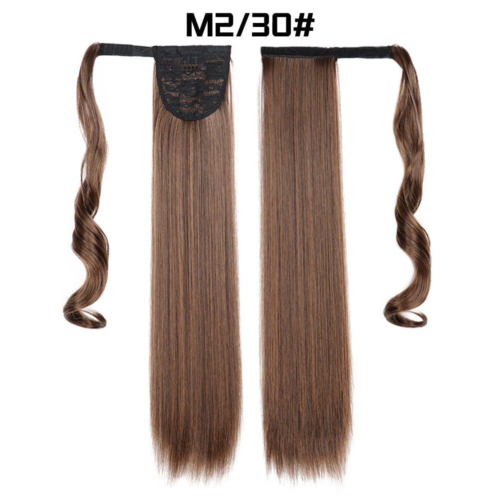 European American Long Straight Hair Velcro Ponytail