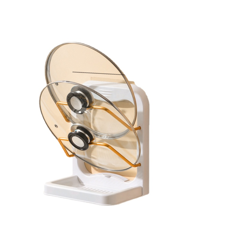 Wall-Mounted Pot Cover Rack and Cutting Board Storage