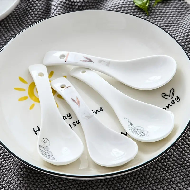 Ceramic Cooking Spoon Set for Home Kitchen Use