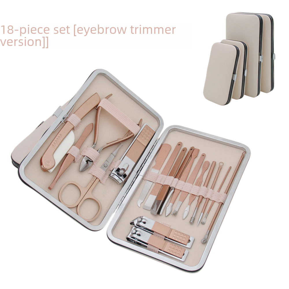18-Piece Stainless Steel Nail Care Tool Set with Scissors
