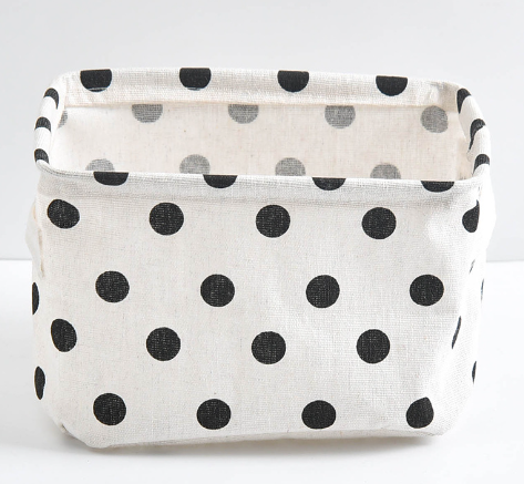 Desktop Makeup Organizer Storage Box with Linen Basket