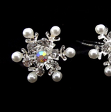 Snowflake Shaped Diamond Hair Clip with Pearls