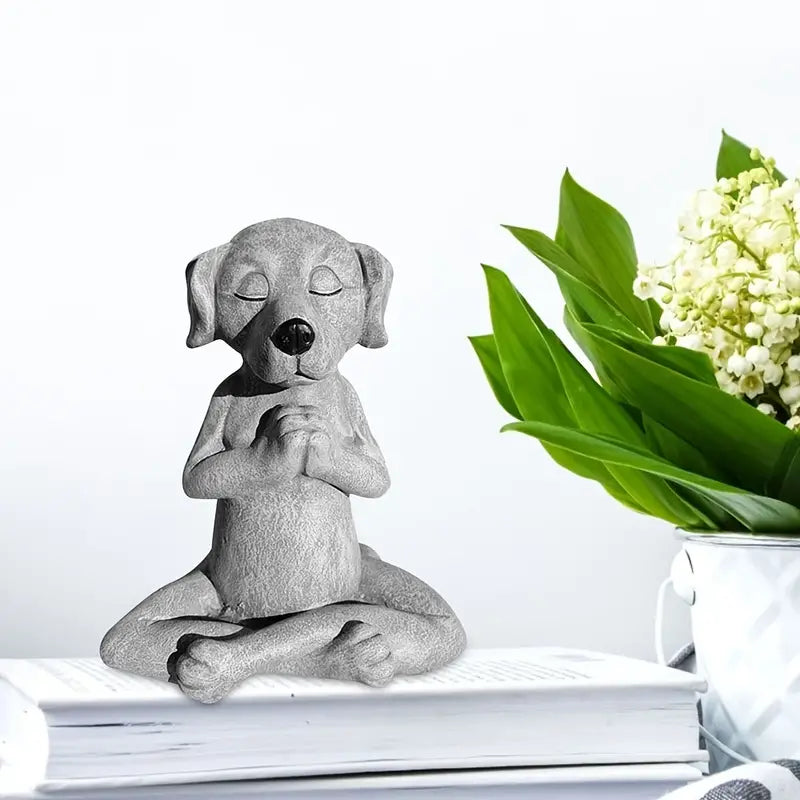 Meditation Yoga Dog Statue for Home and Garden Decor
