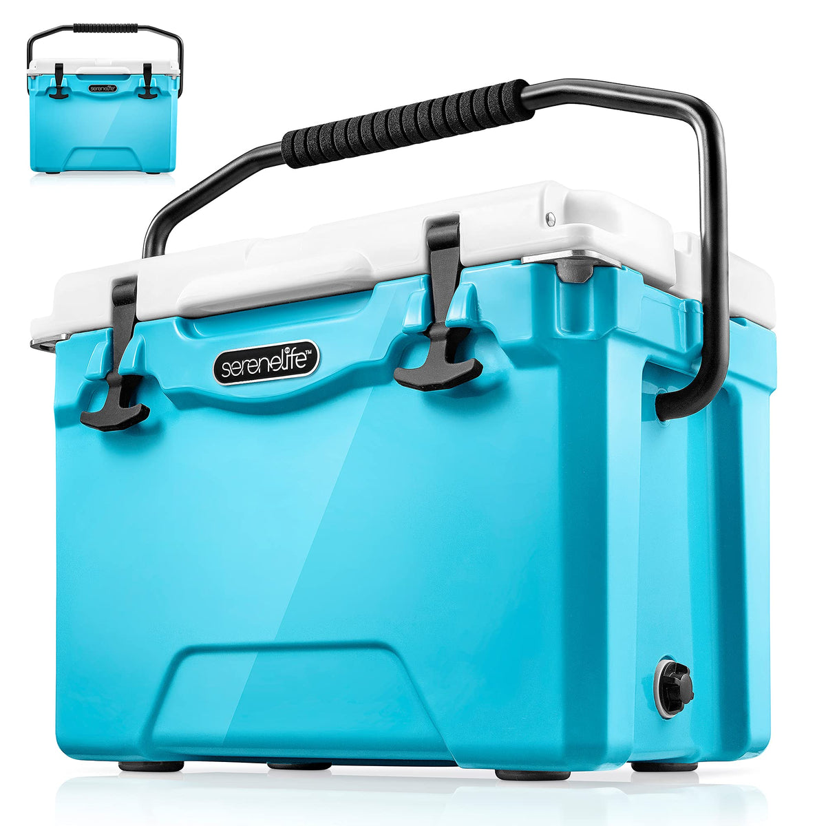 SereneLife Ultra-Tough 25-Quart Rotomolded Cooler Box Holds Upto 63 Cans Keeps Ice Up to 5 Days Heavy-Duty Insulated Portable Ice Chest Box Ideal for Camping Beach and Outdoor Adventures