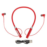 Neckband Headphones Wireless Neckband Headset with Retractable Earbuds Waterproof Workout Neckband Headphones Stereo Earphones (Red)