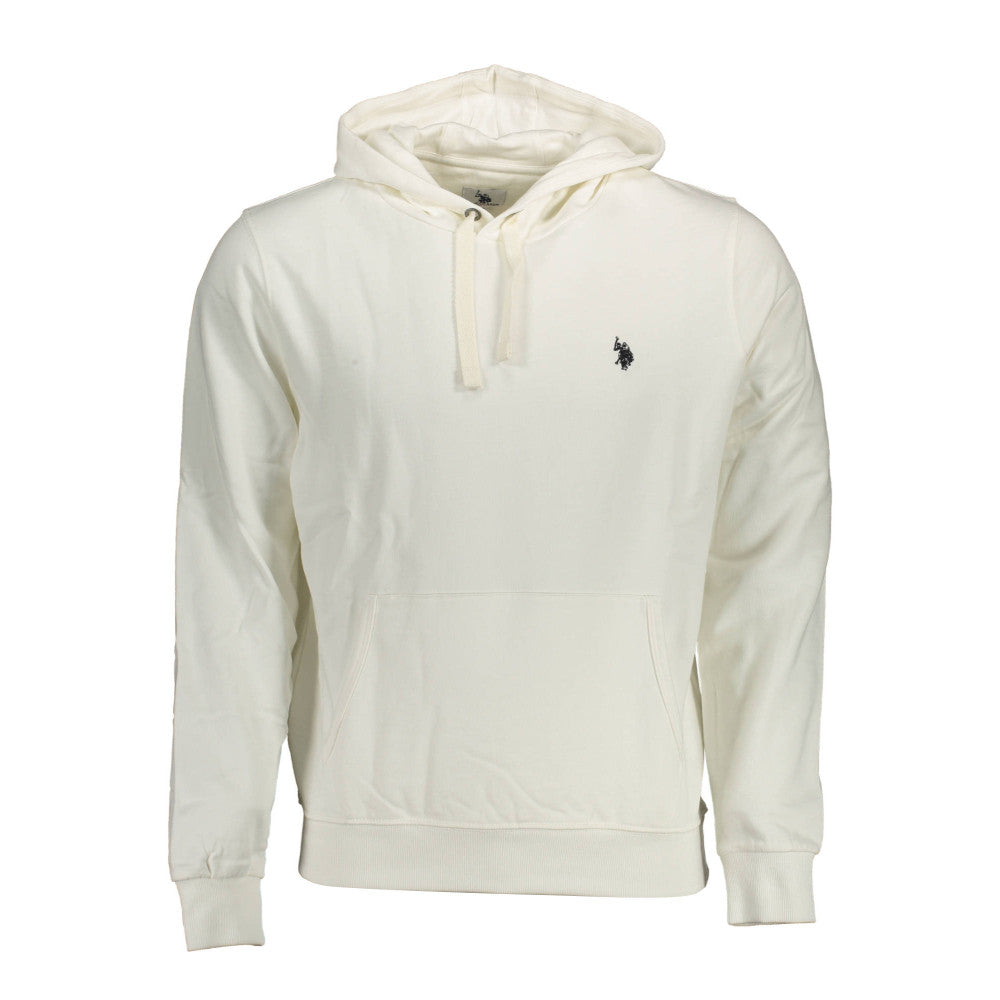 U.S. Polo Hoodie with Large Central Pocket White - Men's