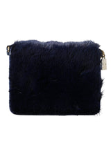 Dolce & Gabbana Dark Blue Fur Ayers Lily Twist Crossbody Shoulder Bag - Women's