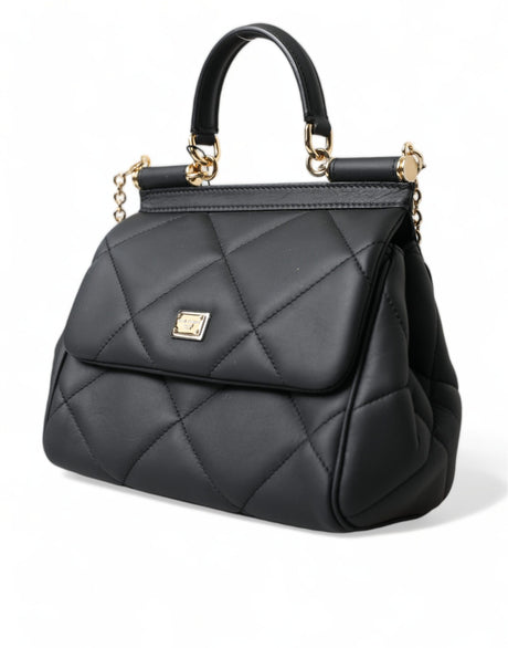 Dolce & Gabbana Black Quilted Leather Borse Top Handle Shoulder SICILY Bag - Women's