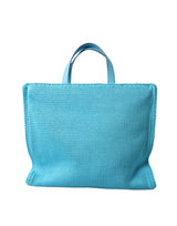 Dolce & Gabbana Turquoise Cotton Shoulder Strap Top Handle Tote Bag - Women's