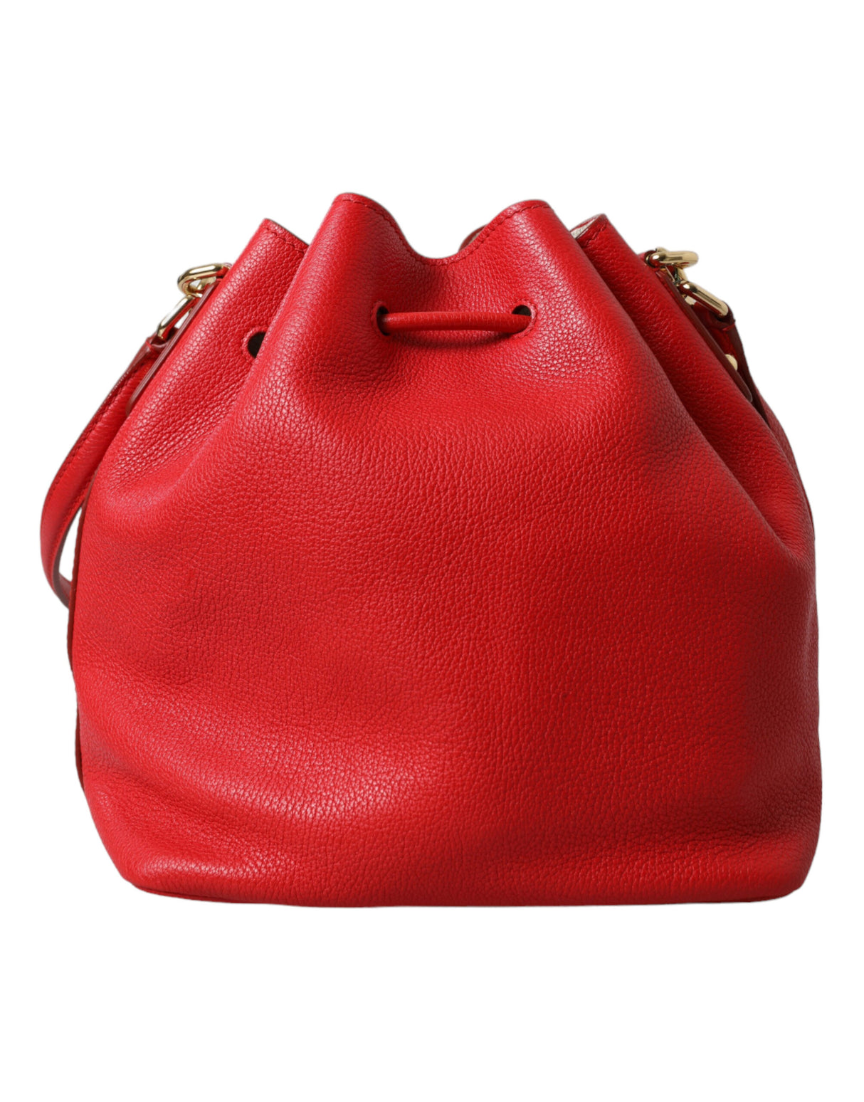 Dolce & Gabbana Red Leather Claudia Drawstring Bucket Women Bag - Women's