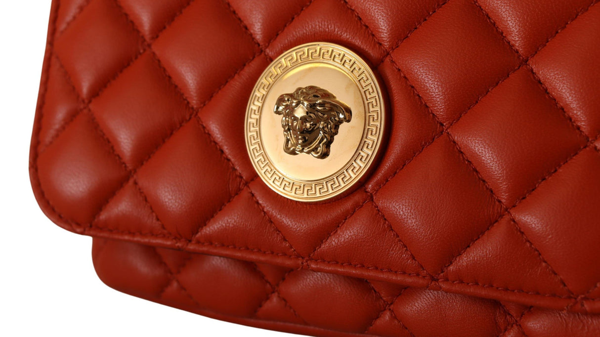 Versace Red Nappa Leather Medusa Small Crossbody Bag - Women's