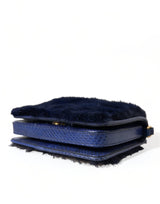 Dolce & Gabbana Dark Blue Fur Ayers Lily Twist Crossbody Shoulder Bag - Women's