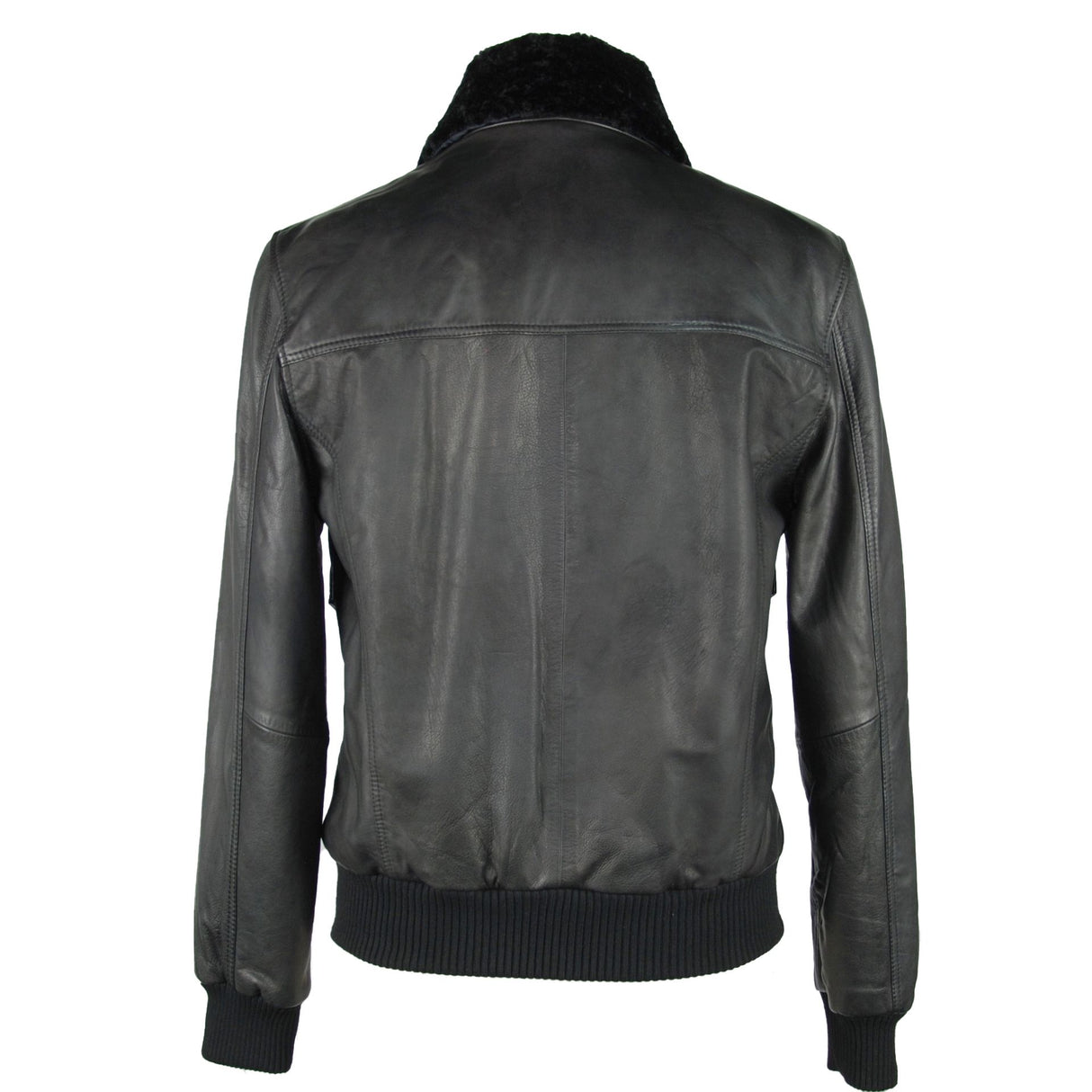 Emilio Romanelli Aviator Black Leather Jacket - Men's