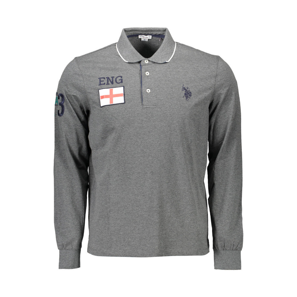 U.S. Polo Long Sleeve Polo Shirt Grey - Men's