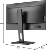 AOC MONITOR 23.8'' Q24P2Q BUSINESS, E, WITH SPEAKERS, IPS WLED QHD 2560X1440, 50M:1, 4MS, 75Hz FLICKER FREE, TILT, PIVOT, SWIVEL, HEIGHT ADJUSTABLE, 4xUSB, VGA, HDMI, DP, WALLMOUNT, 3YW, BLACK