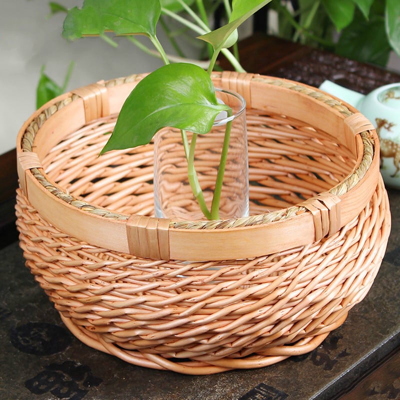 Circular Rattan Storage Basket