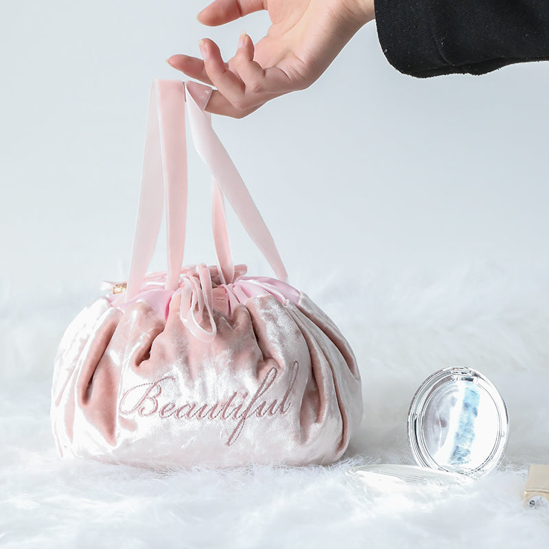 Large Travel Makeup Bag with Drawstring Closure