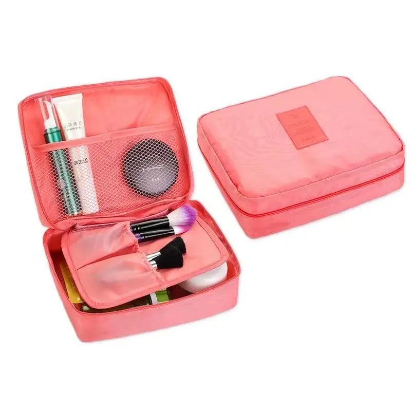 Pink Travel Pouch and Toiletry Organizer Bag Set