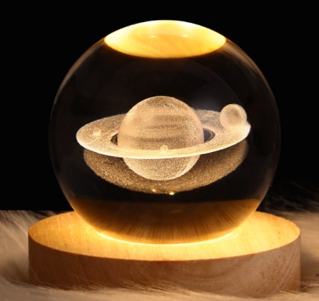Rechargeable 3D Crystal Ball Night Lamp for Home Decor