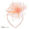 ASIJUNTYECHO Fascinator Hat for WomenMardi Gras HeadbandMardi Gras HatFascinators Hats for Women Tea PartyFlower Mesh Feathers Headband Hair Clip Tea Party Accessories for Women (Orange)
