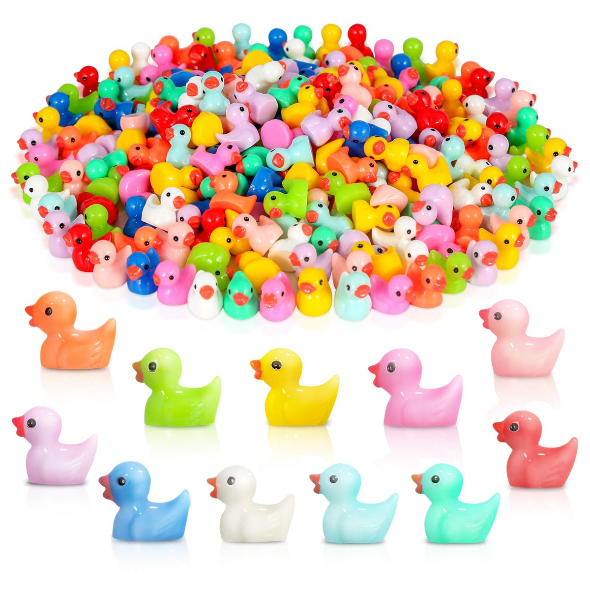 Arcimatto 240 Pack Mini Ducks Tiny Resin Duck Bulk Decor Duck Figures for Miniature Dollhouse Decor Garden Aquarium Potted Ornament DIY Charm Crafts Hide and Seek Prank Party Favor Toys Gag Gifts