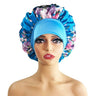 Wide-Brimmed Satin Printed Shower Cap for Beauty