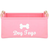 OATIPHO Dog Toy Basket Dog Toy Storage Bins with Handle Foldable Square Dog Toy Box Felt Dog Toy Storage Chest Organizer for Pet Toys Blankets 15"x7"x10"