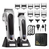SUPRENT PRO Professional Hair Clippers for Men - High Torque Brushless Motor & Detachable Blade - Cordless Hair Trimmer Set for Barbers with Charging Base - Premium Hair Clipper Kit - Silver