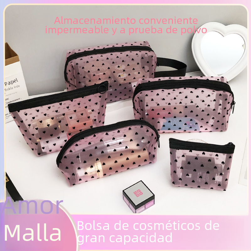 New Ins Heart Velvet Makeup Bag for Girls (Large Capacity)