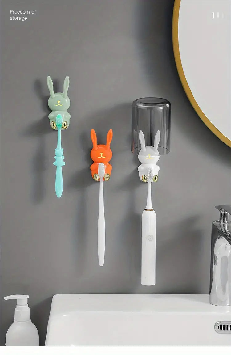 Cute Rabbit Bathroom Toothbrush Holder and Hook Storage