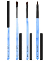 3PCS Nail Art Clean Up Brushes Round/Angled/flat Acetone Resistant Gel Nail Polish Remover Brush Nail Brushes for Tidying Up Polish Mishaps on Cuticles and Nail Art Designs（Marble Blue）
